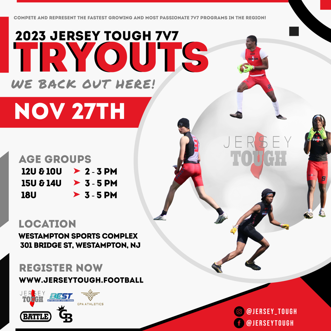 2023 7v7 Tryouts Dec 4th JERSEY TOUGH FOOTBALL